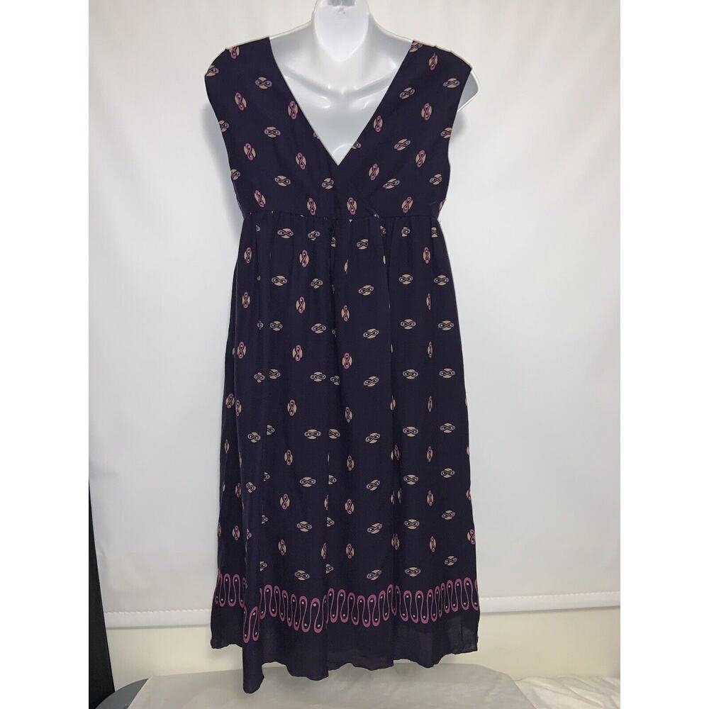 Anna Sui Smocked Cottage-core Purple Dress W/ Pockets Size 2 - Picture 3 of 9